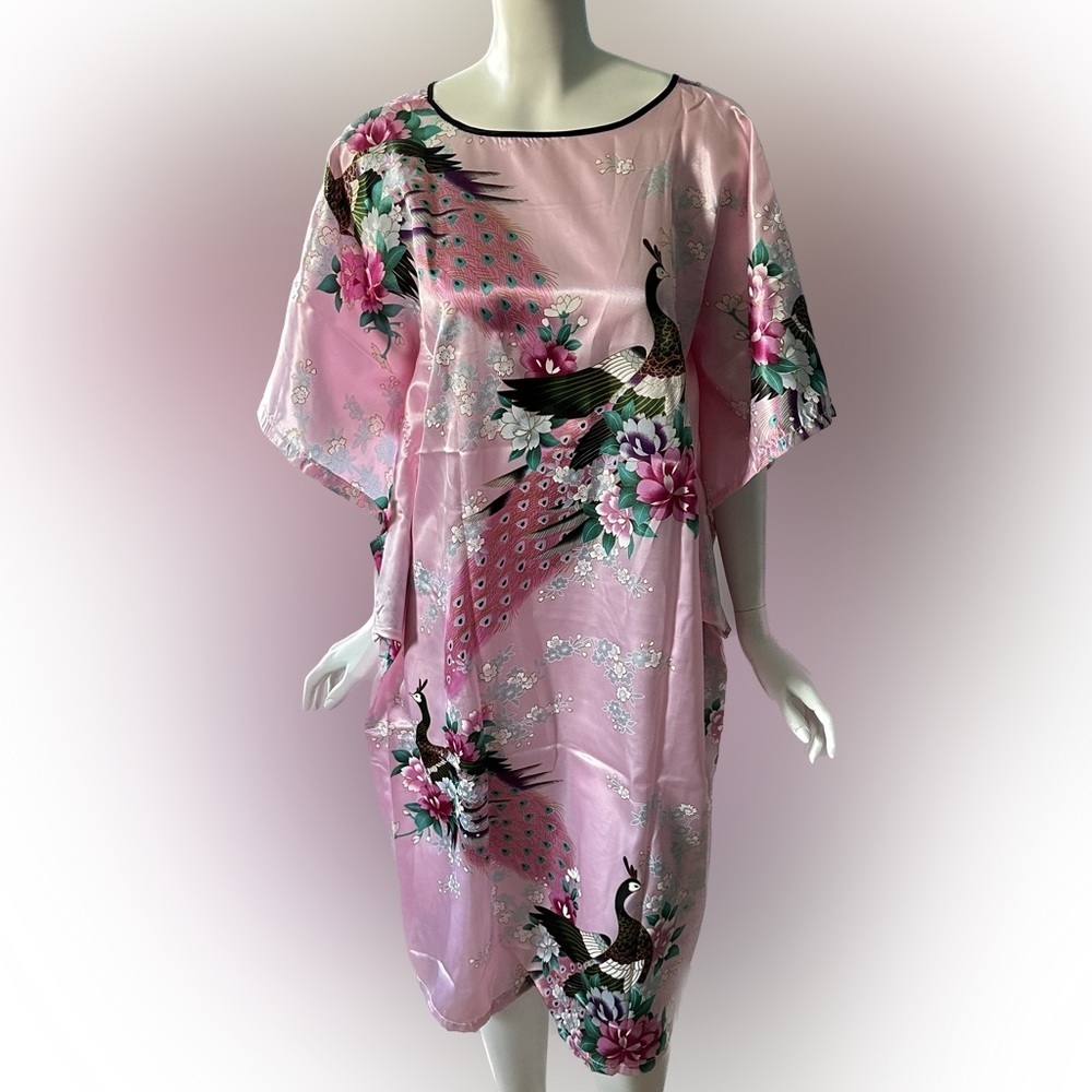 Kaftan Dress Knee Length Peacock Pink - One Size